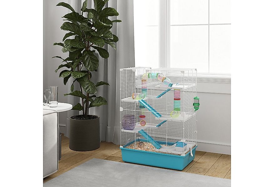 PawHut Kleintierkäfig 6-stöckig, mit Röhren, Tunnels, Hütte, Laufrad, Futte günstig online kaufen
