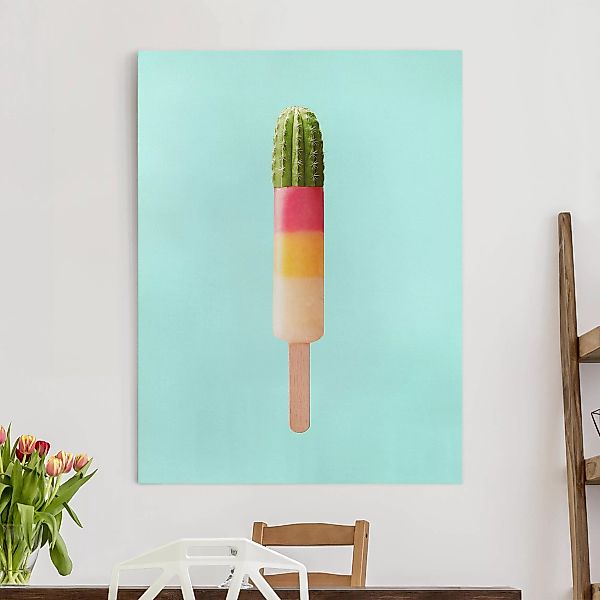 Leinwandbild - Hochformat Eis mit Kaktus günstig online kaufen