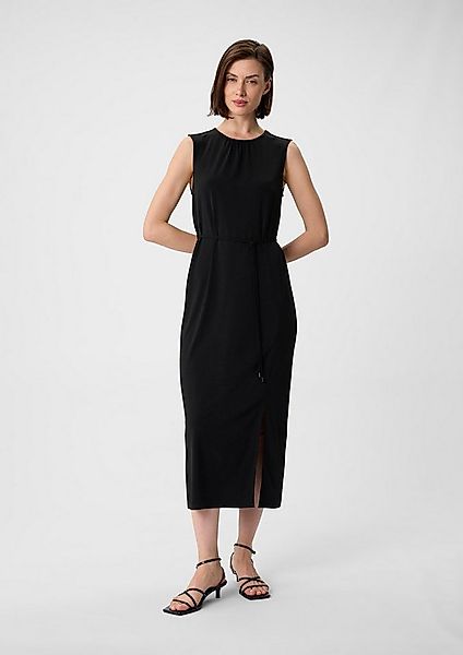 comma Midikleid Kleid Jerseykleid in Midilänge mit Schlitz und Bindegürtel günstig online kaufen