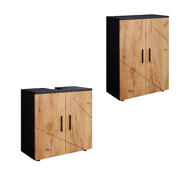 Vicco Badmöbel-Set Irma, Goldkraft Eiche/Anthrazit/Goldkraft Eiche, 2 Teile günstig online kaufen