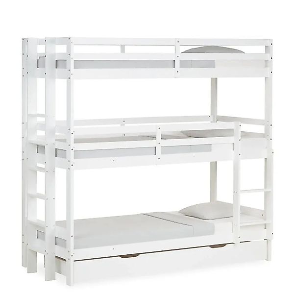 Homestyle4u Etagenbett mit Matratzen 90x200 cm Kinderbett Dreifachbett Hoch günstig online kaufen
