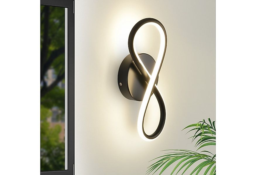 Nettlife LED Wandleuchte Innen Warmweiß Schwarz 7W Kurvendesign 3000K Trepp günstig online kaufen