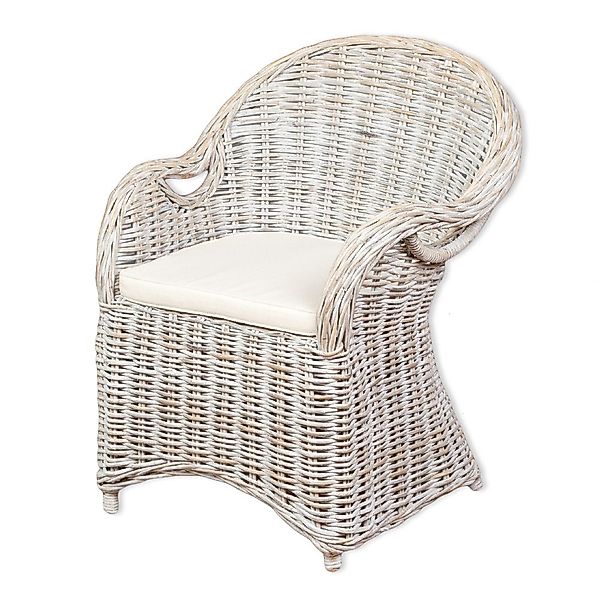 LebensWohnArt Sessel Rattan-Sessel CHARLOTTE White-Washed inkl. günstig online kaufen