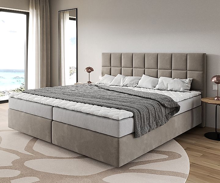 DELIFE Boxspringbett Dream-Fine, Mikrofaser Beige 200x200 cm Bonell-Matratz günstig online kaufen