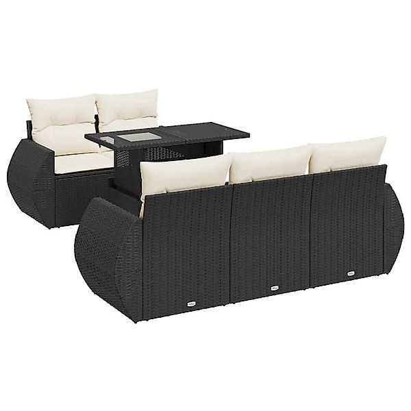 vidaXL 6-Tlg Garten-Sofagarnitur mit Kissen Schwarz Poly Rattan 3326567 günstig online kaufen