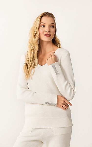 Passioni Strickpullover Passioni Strickpullover Weißer kuscheliger günstig online kaufen