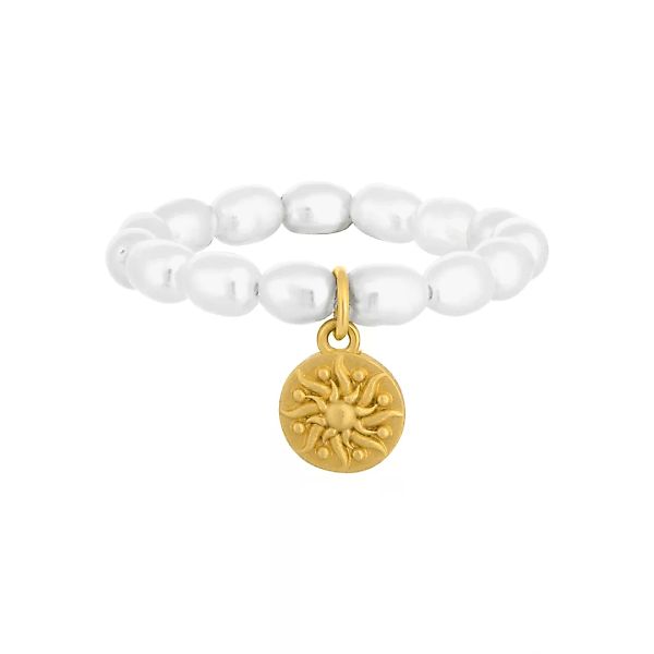 CAÏ Fingerring "925 Silber vergoldet Perle weiß Münze Sonne" günstig online kaufen