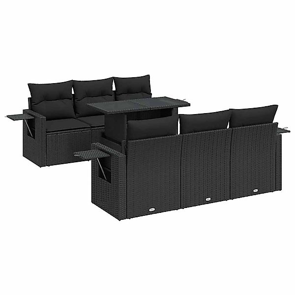vidaXL 7-Tlg Garten-Sofagarnitur mit Kissen Schwarz Poly Rattan 3326416 günstig online kaufen