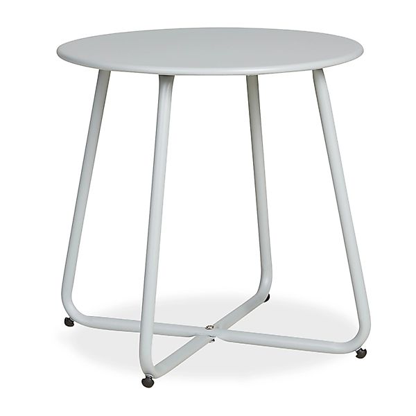 Homestyle4u Gartentisch Beistelltisch Rund in Weiß 45 cm 2483 günstig online kaufen