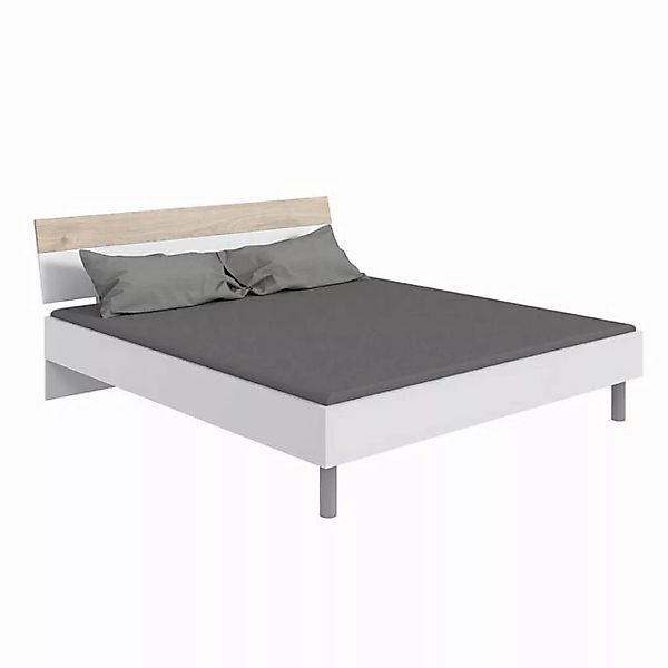 Lomadox Bett BRADFORD-43, Liegefläche 160x200 cm, weiß mit Eiche günstig online kaufen