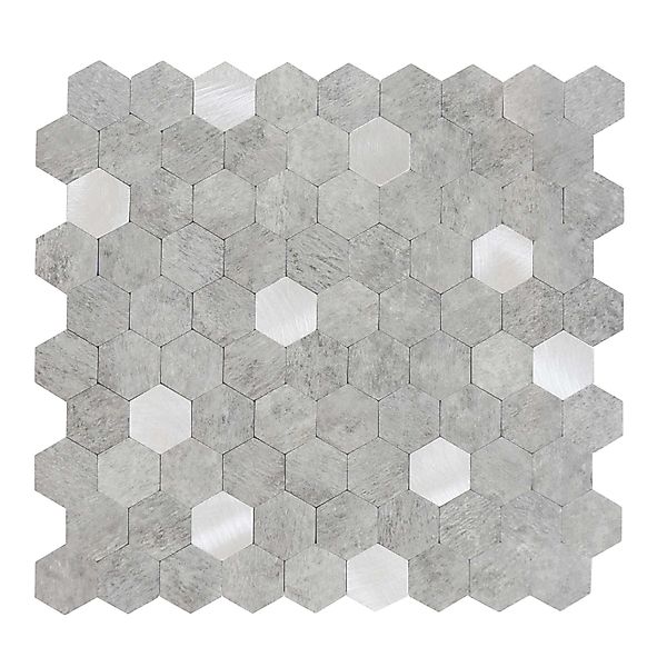 Dalsys Selbstklebende Fliesen 0,88m² 11 Stück Hexagon Hellgrau Silber günstig online kaufen