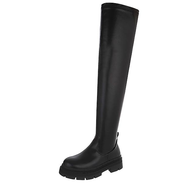 Ital-Design Elegante Overkneestiefel mit robuster Sohle günstig online kaufen
