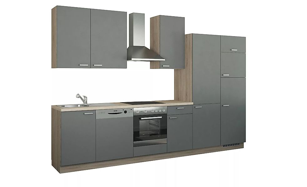 Küchenzeile mit Elektrogeräten - grau - 340 cm - Küchen > Küchenblöcke mit günstig online kaufen