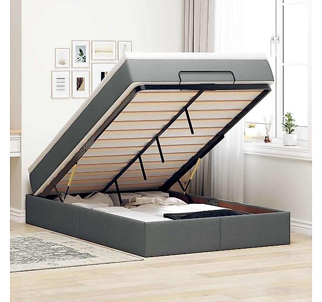 vidaXL Bett, Ottoman-Bett mit Matratze Dunkelgrau 120x190 cm Stoff günstig online kaufen