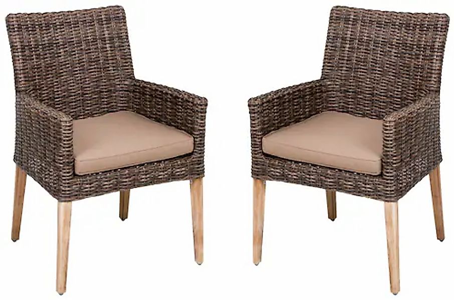 Garden Pleasure Gartenstuhl »NORVELL« (Set) 2 Stk.2er Set, Akazie/Polyratta günstig online kaufen