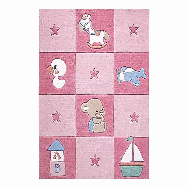 home24 SMART KIDS Babyteppich Newborn Rosa mit Motiv Kunstfaser 110x1x170 c günstig online kaufen