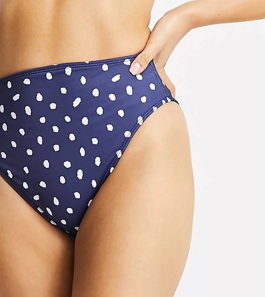 ASOS DESIGN Petite – Mix and Match – Bikinihose in Marineblau aus recycelte günstig online kaufen