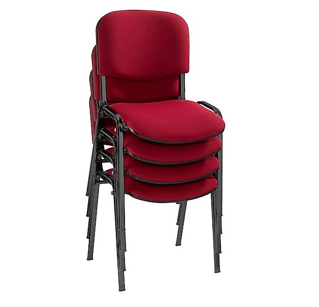 Nowy Styl Besucherstuhl 4 Besucherstühle ISO BLACK stapelbar bordeaux/schwa günstig online kaufen