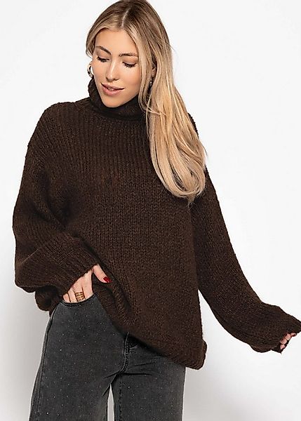 SASSYCLASSY Strickpullover Oversize Rollkragenpullover Damen Grobgestrickte günstig online kaufen