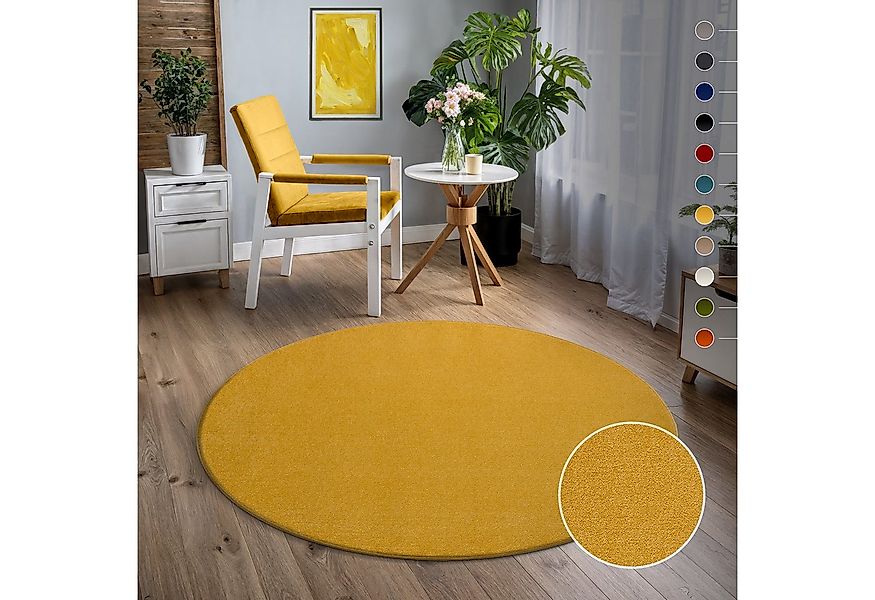 Sanat Teppich Uni, rund, Höhe: 13 mm, robuster Kurzflorteppich, große Farba günstig online kaufen