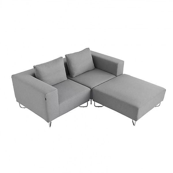 Softline - Lotus Sofa Zweisitzer mit Ottomane - grau/inkl. 2 Kissen/Stoff F günstig online kaufen