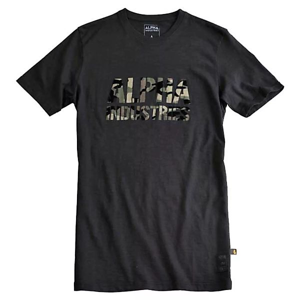Alpha Industries Camo Print Kurzärmeliges T-shirt S Black / Woodland günstig online kaufen