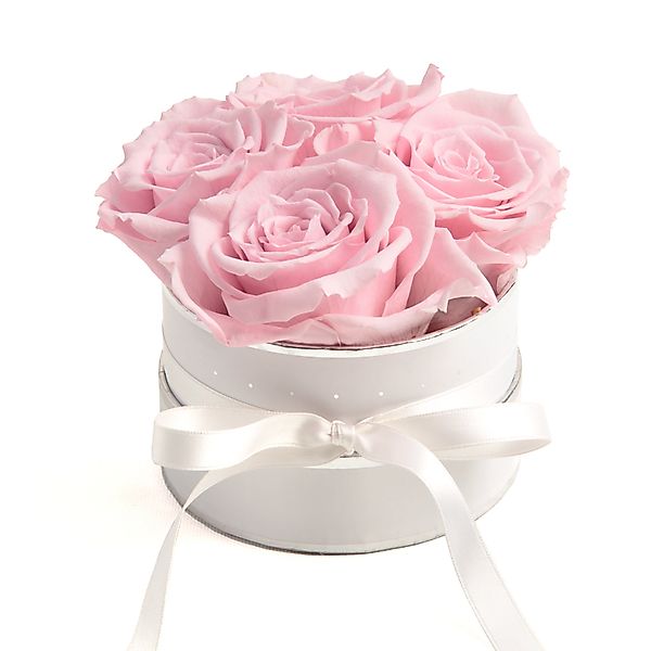 Kunstblume Rosenbox weiß rund 4 Infinity Rosen inklusiv Geschenkbox Rose, R günstig online kaufen