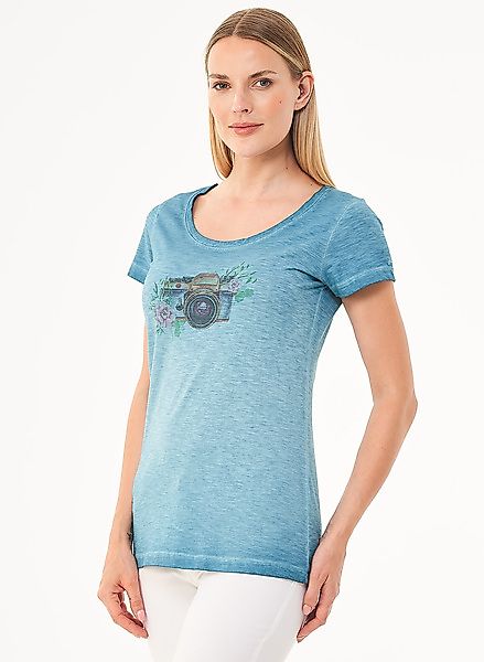 Cold Pigment Dyed T-shirt Aus Bio-baumwolle Mit Kamera-print günstig online kaufen