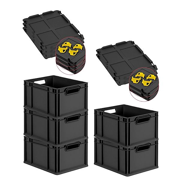 PROREGAL SuperSparSet 5x Eurobox Nextgen Grip Mit Scharnierdeckel Und Gelbe günstig online kaufen
