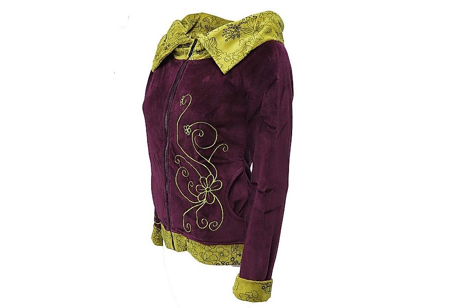 KUNST UND MAGIE Sweatjacke Boho Ethno Jacke mit Rollkragen aus Samt günstig online kaufen