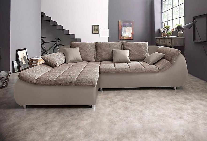 INOSIGN Ecksofa "Imola elegant und bequem, aktuelle Steppung im Sitz, L-For günstig online kaufen