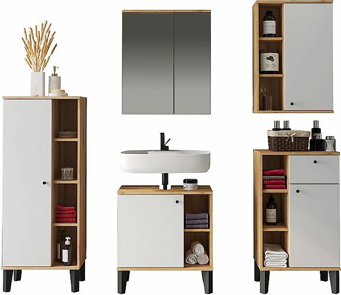 Home affaire Badmöbel-Set "OSLO, Bad im skandinavischen Design, 5-teiliges günstig online kaufen