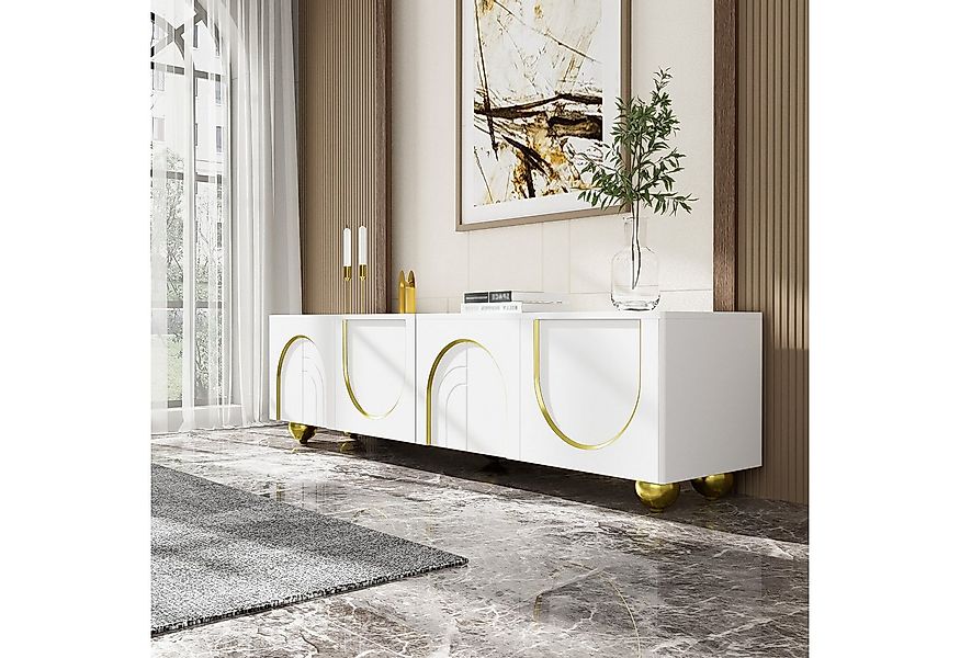 Odikalo TV-Schrank Lowboard Türen TV-Möbel Schubladen offen Fächern golden günstig online kaufen