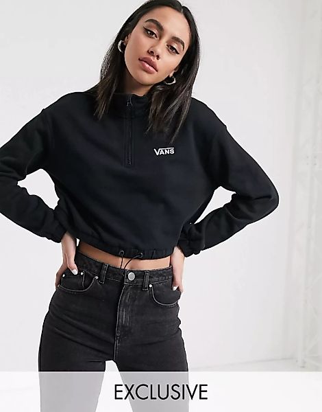Vans – Left Chest – Sweatshirt mit halbem Reißverschluss in Schwarz günstig online kaufen