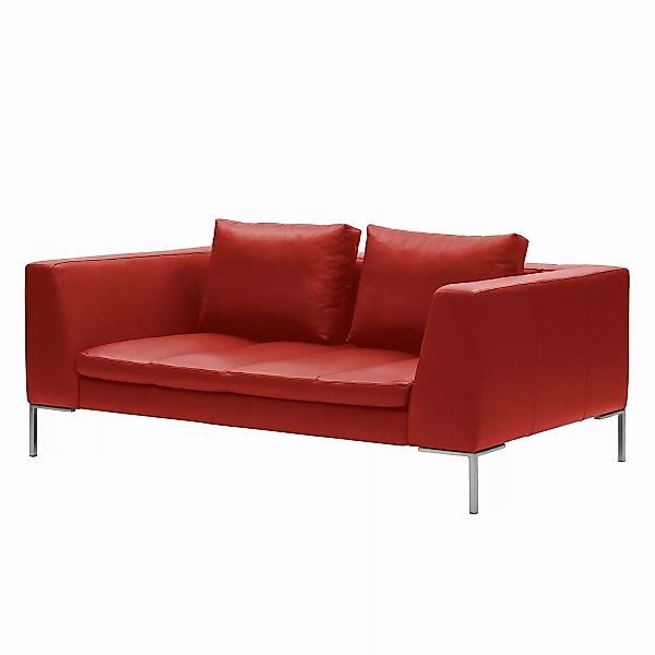home24 Studio Copenhagen Sofa Madison 2-Sitzer Rot Echtleder 174x66x105 cm günstig online kaufen