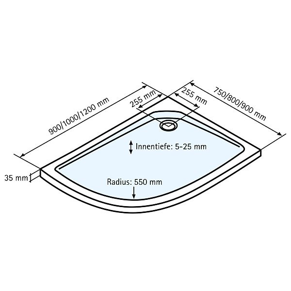 Schulte Duschwannen-Set Viertelkreis asymmetrisch rechts 100 cm x 90 cm günstig online kaufen