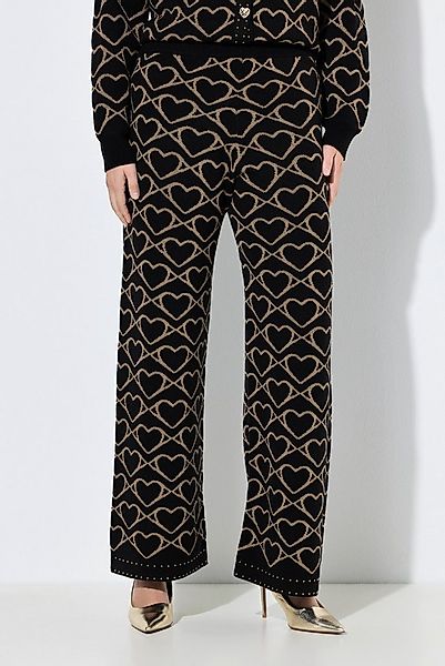 MIAMODA Funktionshose Strickhose weites Bein goldenes Herzmuster günstig online kaufen