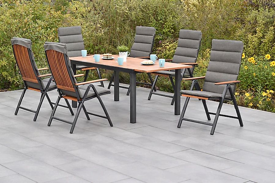 MERXX Garten-Essgruppe »»Athos«« Set, Inkl. Auflagen, 5-fach verstellbare R günstig online kaufen