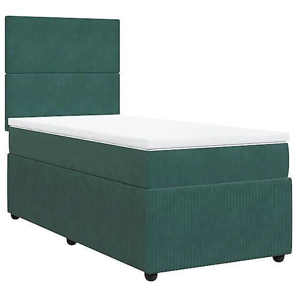 vidaXL Boxspringbett mit Matratze Dunkelgrün 90x200 cm Samt 3294535 günstig online kaufen