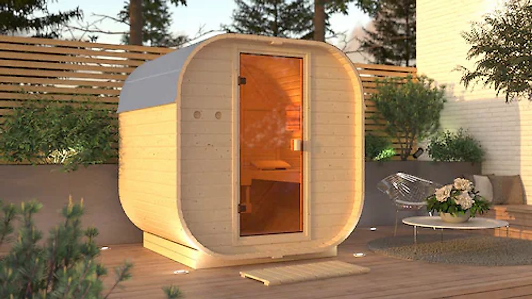 KONIFERA Fasssauna »Cube«, 3,6-kW-Plug & Play Ofen mit integrierter Steueru günstig online kaufen