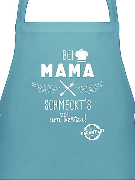 Shirtracer Kochschürze Küchenschürze bei Mama schmeckts günstig online kaufen
