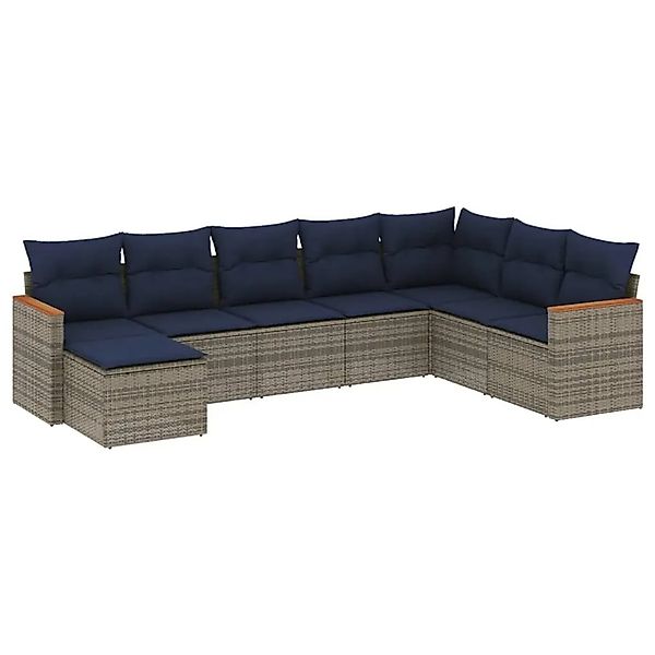 vidaXL 8-Tlg Gartensofa-Set mit Kissen Grau Polyrattan 3226250 günstig online kaufen