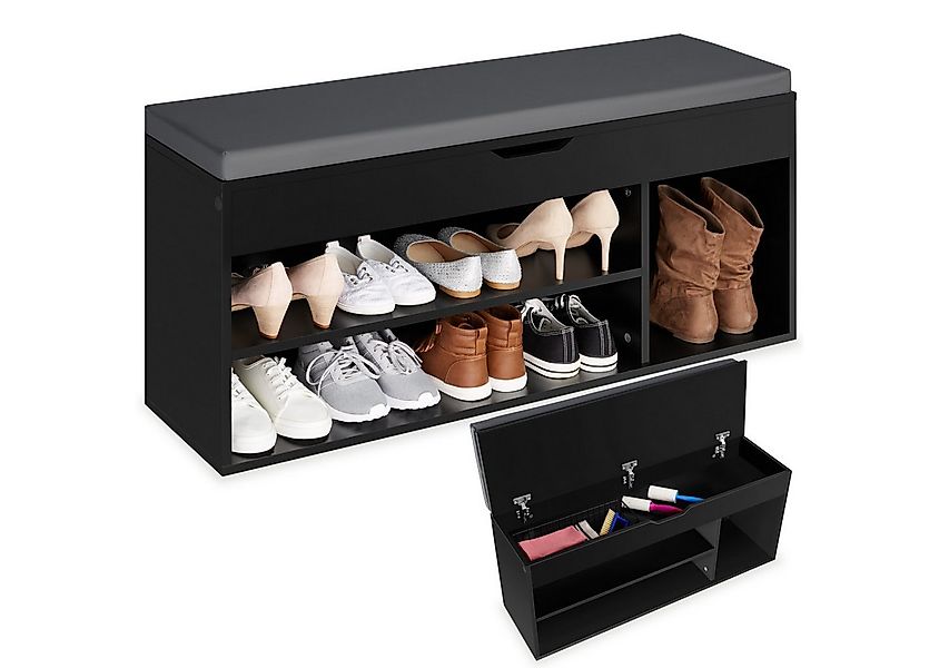 tectake Schuhschrank Schuhbank Natalya mit Sitzpolster für 9 Paar Schuhe, 1 günstig online kaufen