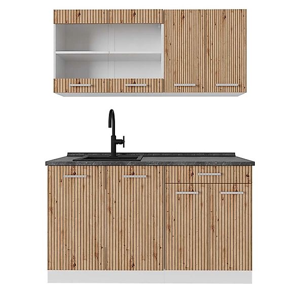 Vicco R-Line Singleküche Artisan Eiche/Weiß 140 cm AP Anthrazit ohne E-Gerä günstig online kaufen