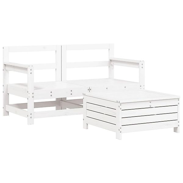 vidaXL 3-Tlg Garten-Sofagarnitur Weiß Massivholz Kiefer 3250761 günstig online kaufen