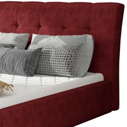 Polsterbett Doppelbett in Rot aus Vintage Optik Webstoff günstig online kaufen