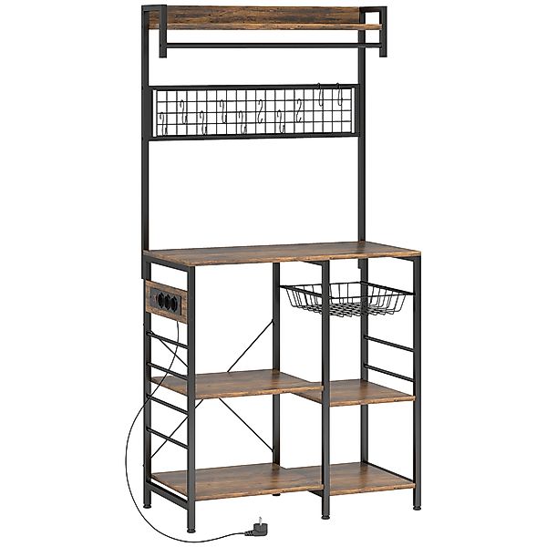 HOMCOM Küchenregal mit drei Steckdosen und LED-Beleuchtung, industrielles B günstig online kaufen