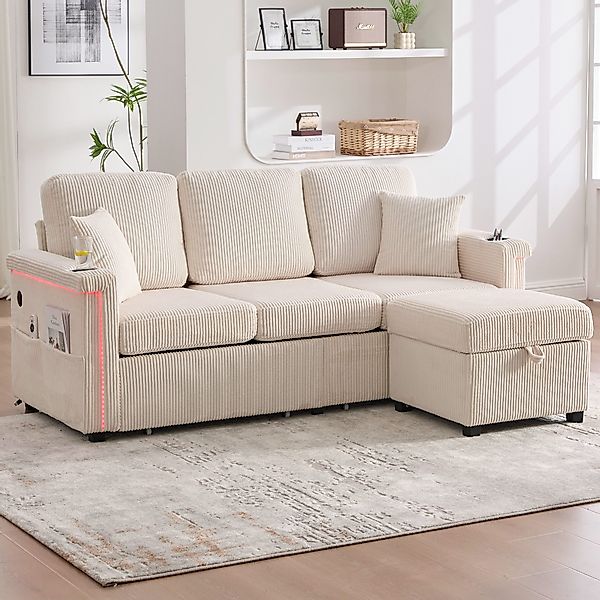 Odikalo 3-Sitzer Speichersofa Schlafsofa mit USB günstig online kaufen