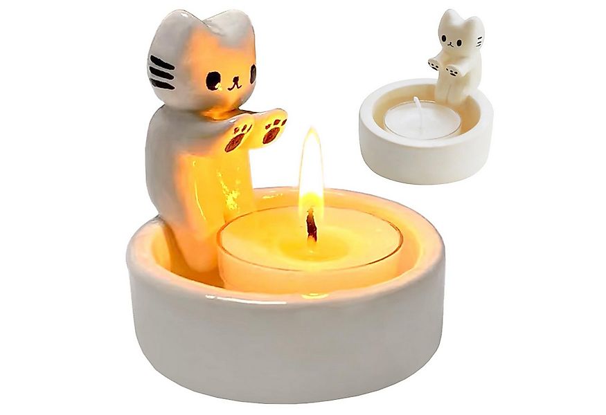 FOUORTUNATE-BEE Kerzenhalter Katzen Kerzenhalter Katze Deko Katzen Teelicht günstig online kaufen
