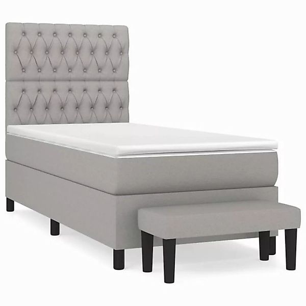 furnicato Bett Boxspringbett mit Matratze Hellgrau 90x200 cm Stoff (1-tlg) günstig online kaufen